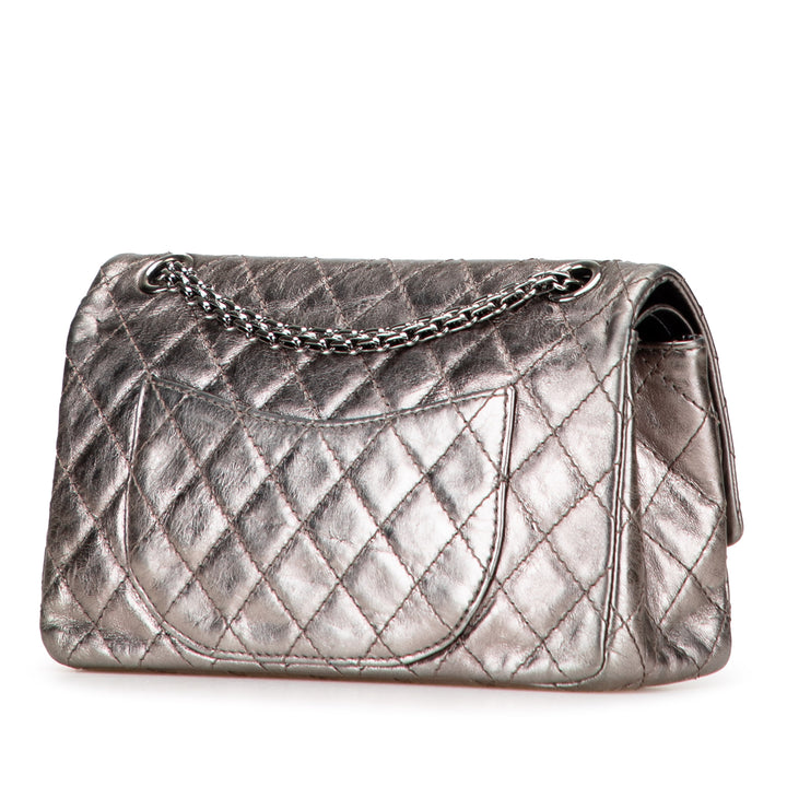 Reissue 2.55 Aged Calfskin Double Flap 226 Silver - Gaby Paris