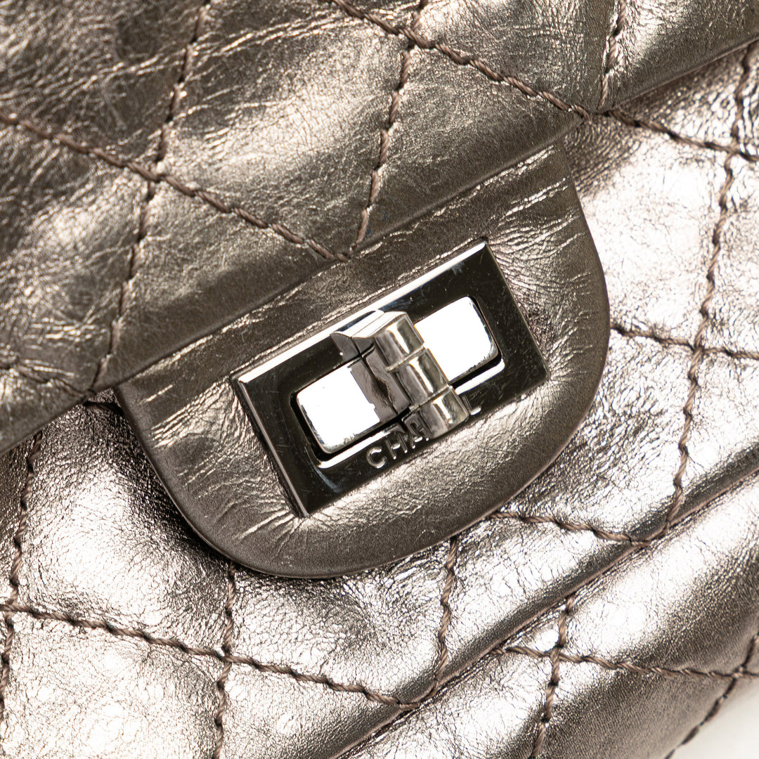 Reissue 2.55 Aged Calfskin Double Flap 226 Silver - Gaby Paris