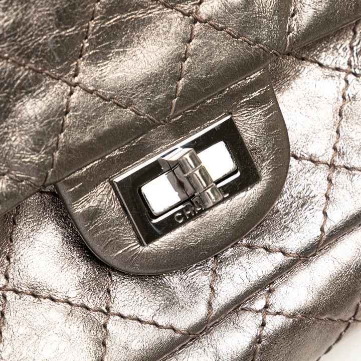 Reissue 2.55 Aged Calfskin Double Flap 226 Silver - Gaby Paris