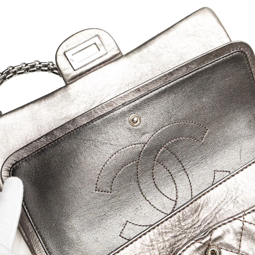 Reissue 2.55 Aged Calfskin Double Flap 226 Silver - Gaby Paris