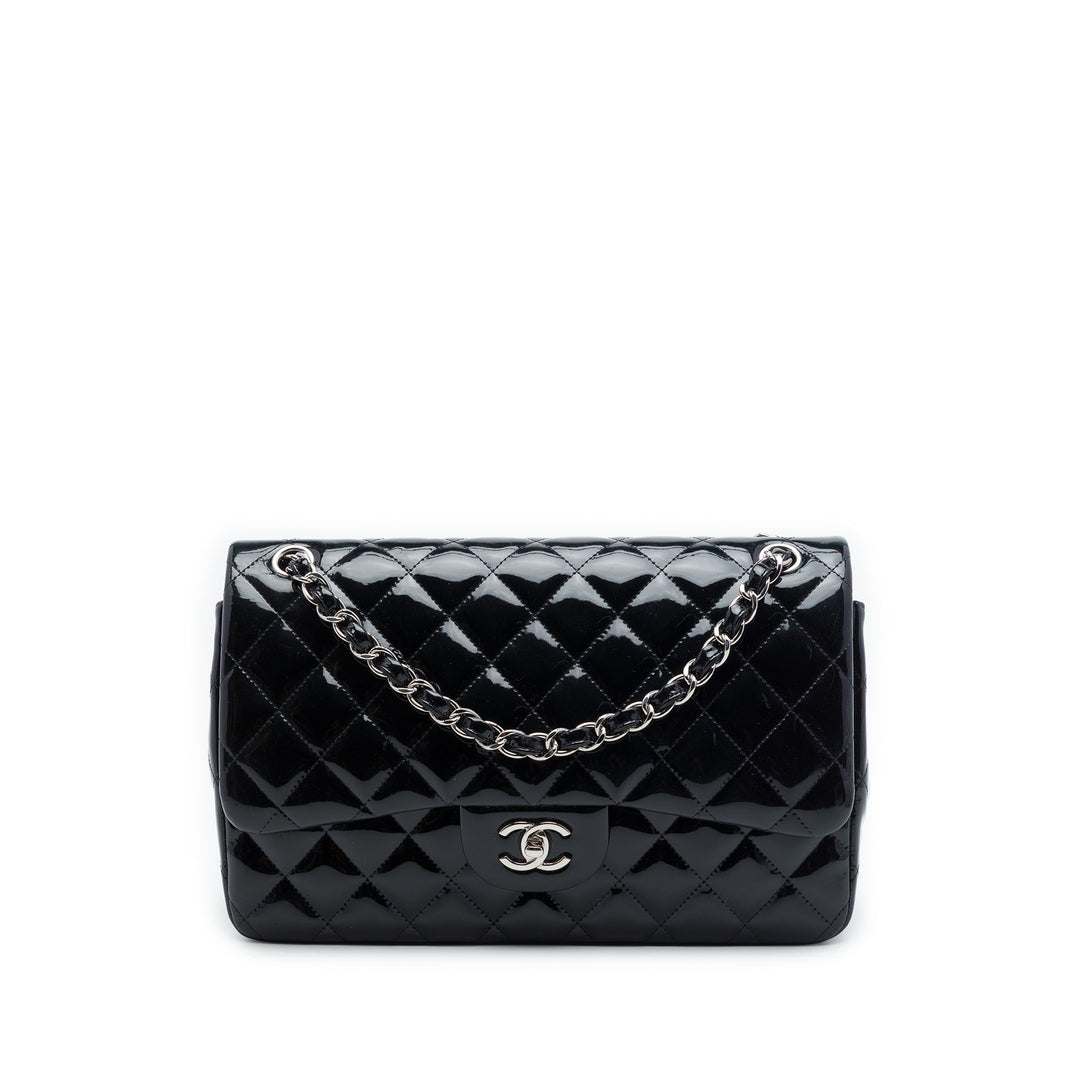 Chanel Jumbo Classic Cuir verni Double rabat