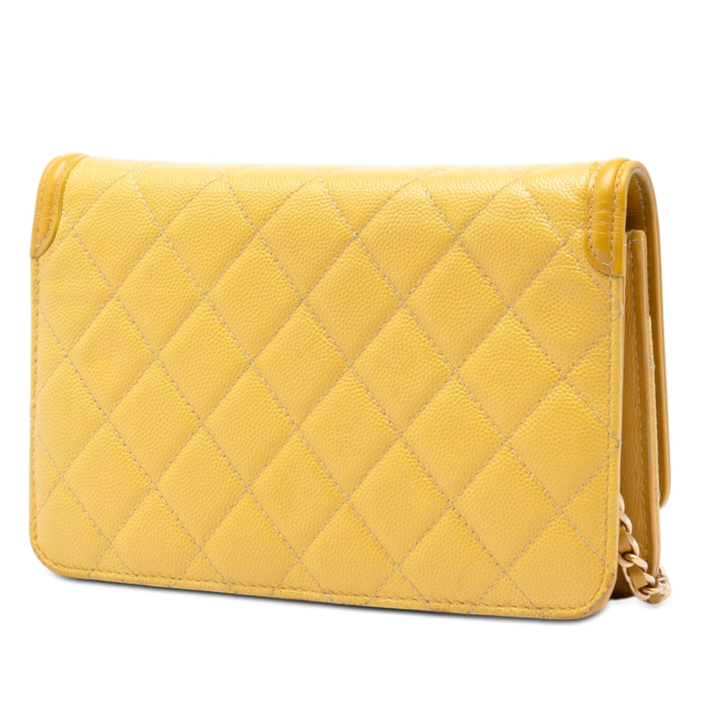 Chanel CC Filigree Wallet on Chain Cuir caviar Jaune – vue 2 – GABY PARIS
