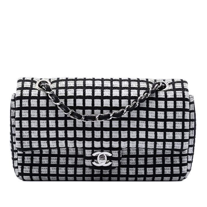 Chanel Medium Classic Ribbon et Tweed Logo Double rabat