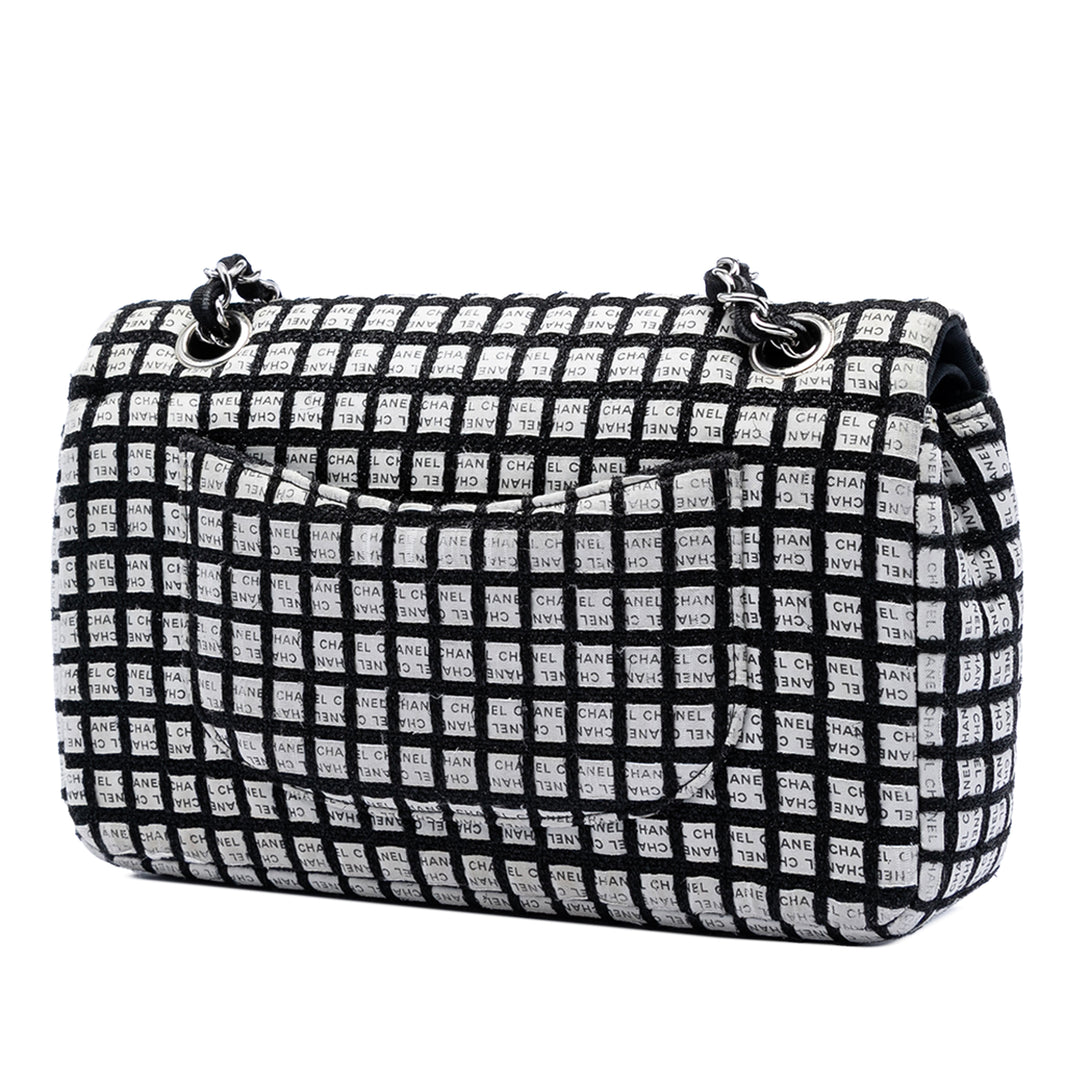 Chanel Medium Classic Ribbon et Tweed Logo Double rabat