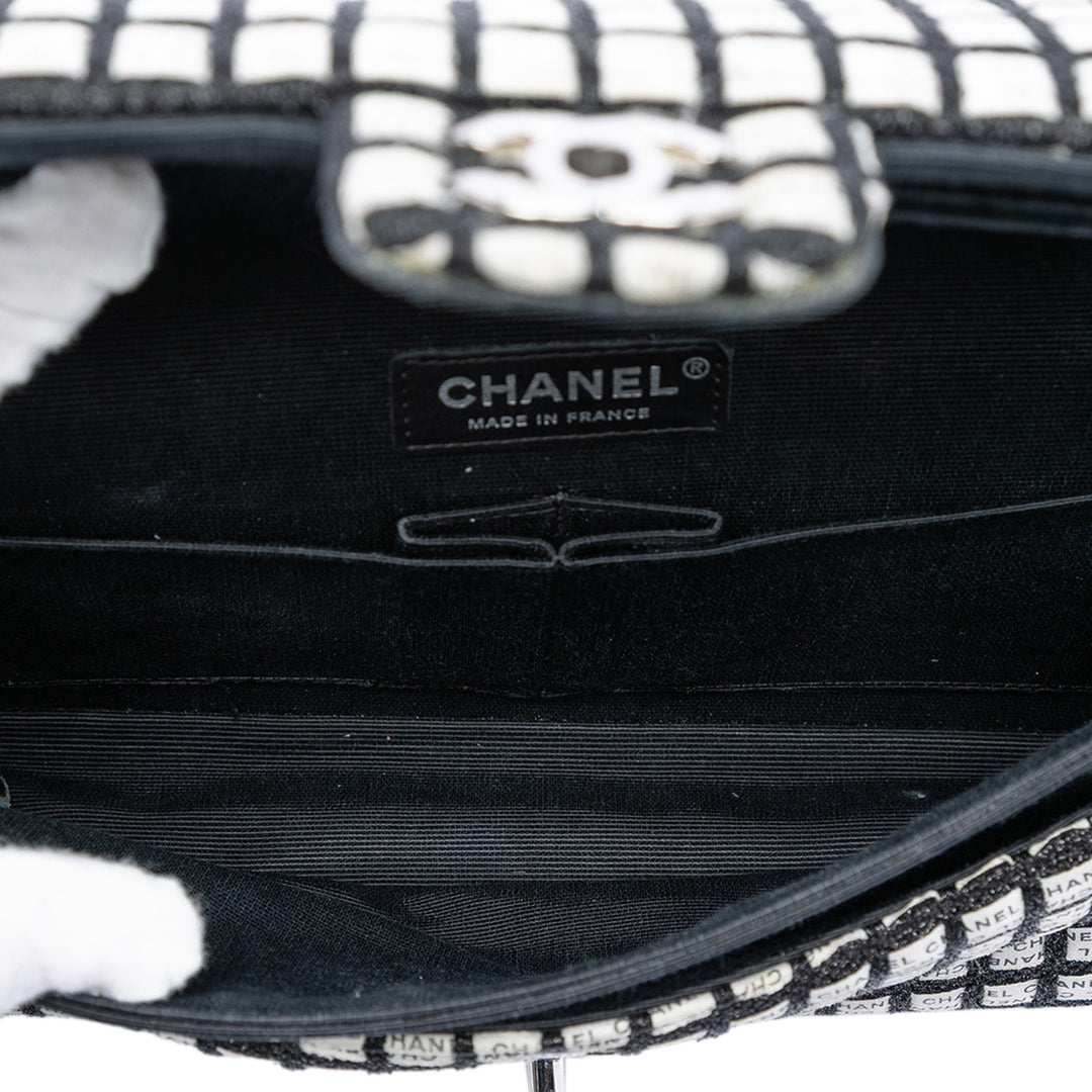 Chanel Medium Classic Ribbon et Tweed Logo Double rabat
