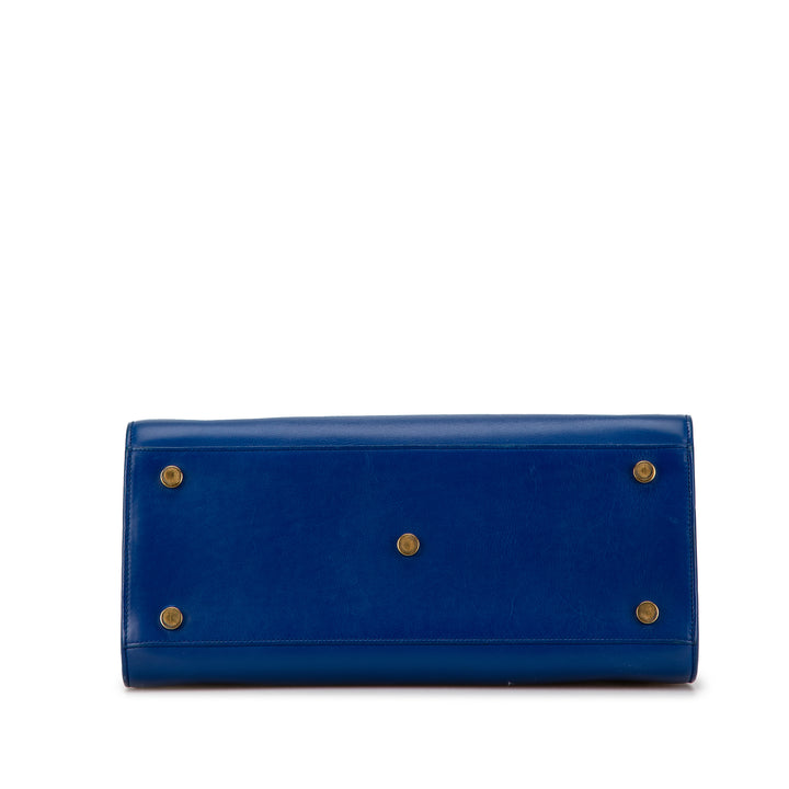 Small Leather Sac De Jour Satchel Blue - Gaby Paris