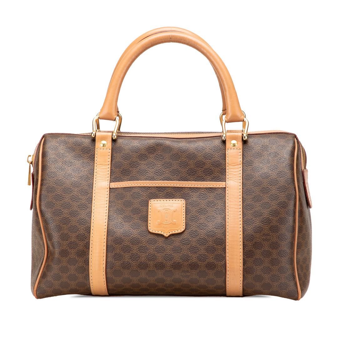 Macadam Coated Canvas Boston Bag Brown - Gaby Paris