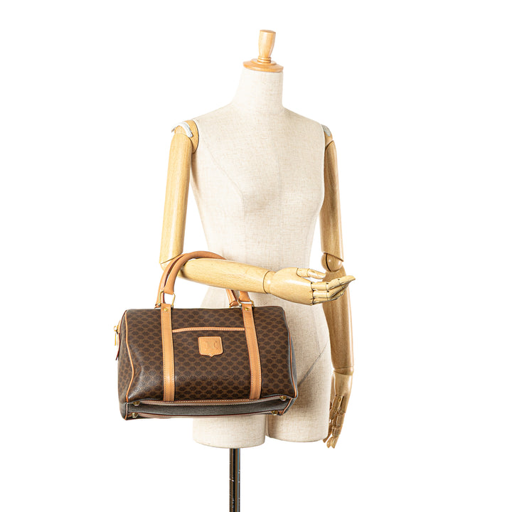 Macadam Coated Canvas Boston Bag Brown - Gaby Paris