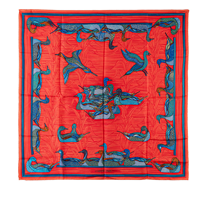 Hermès Duck Silk Scarf Red - GABY PARIS