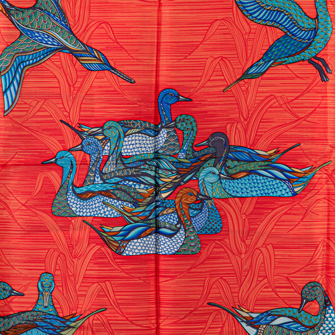 Hermès Duck Silk Scarf Red - GABY PARIS