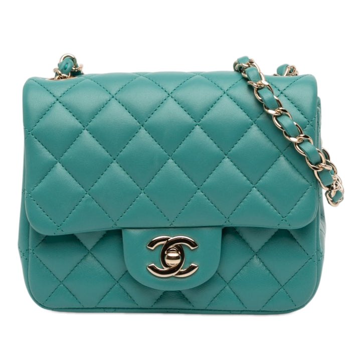 Chanel Mini Square Classic Cuir d’agneau Simple rabat