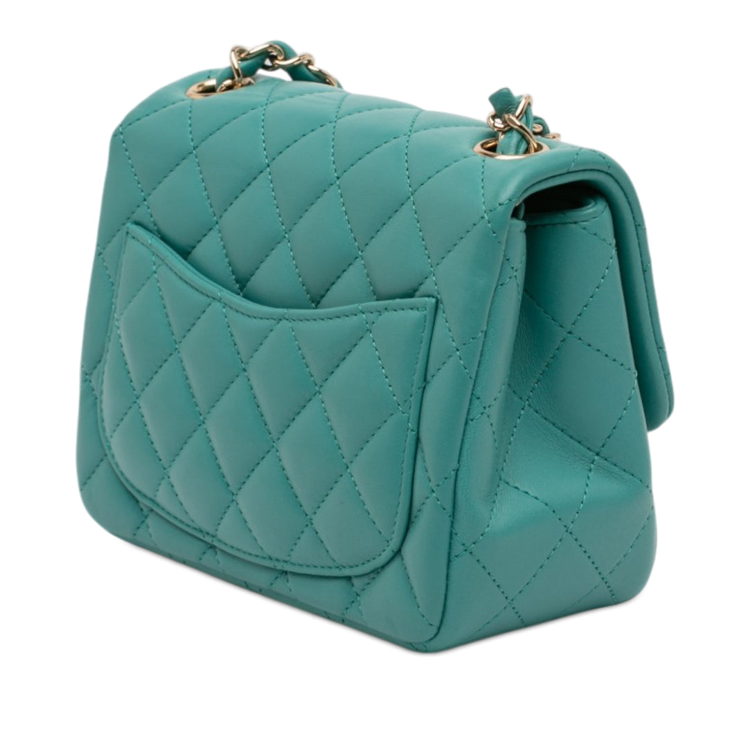 Chanel Mini Square Classic Cuir d’agneau Simple rabat