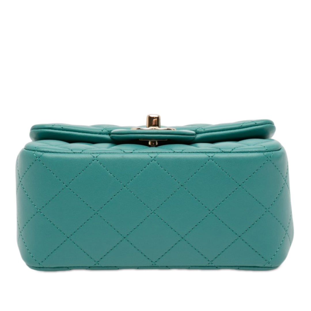 Chanel Mini Square Classic Cuir d’agneau Simple rabat