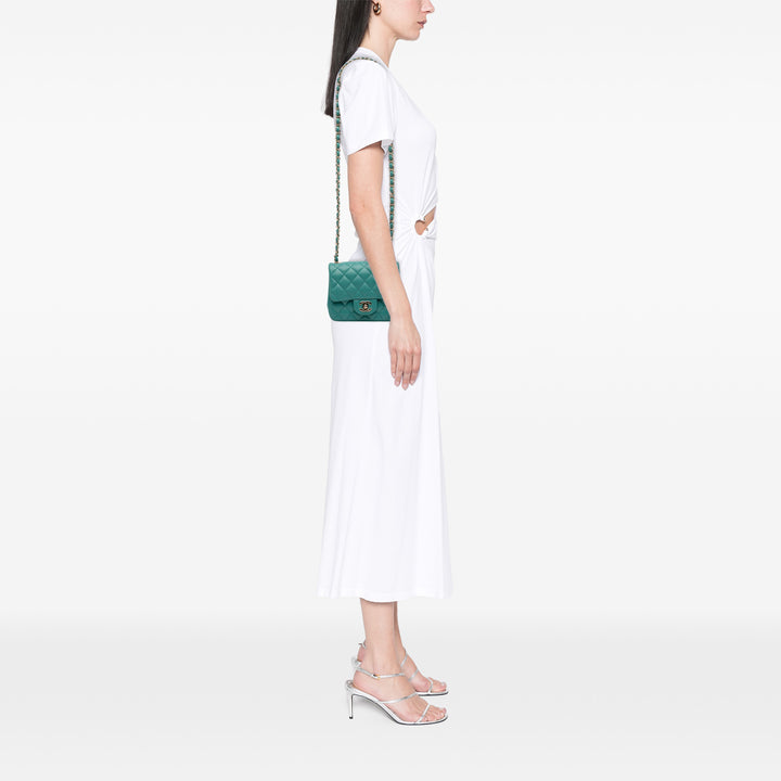 Chanel Mini Square Classic Cuir d’agneau Simple rabat