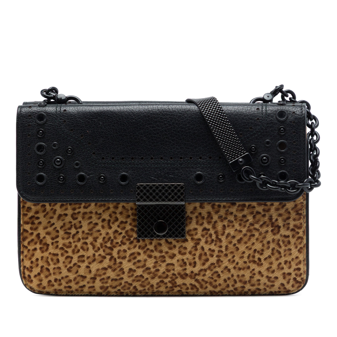 Bottega Veneta Sac porté épaule Leopard Imprimé Pony Hair Glass Marron – vue principale – GABY PARIS