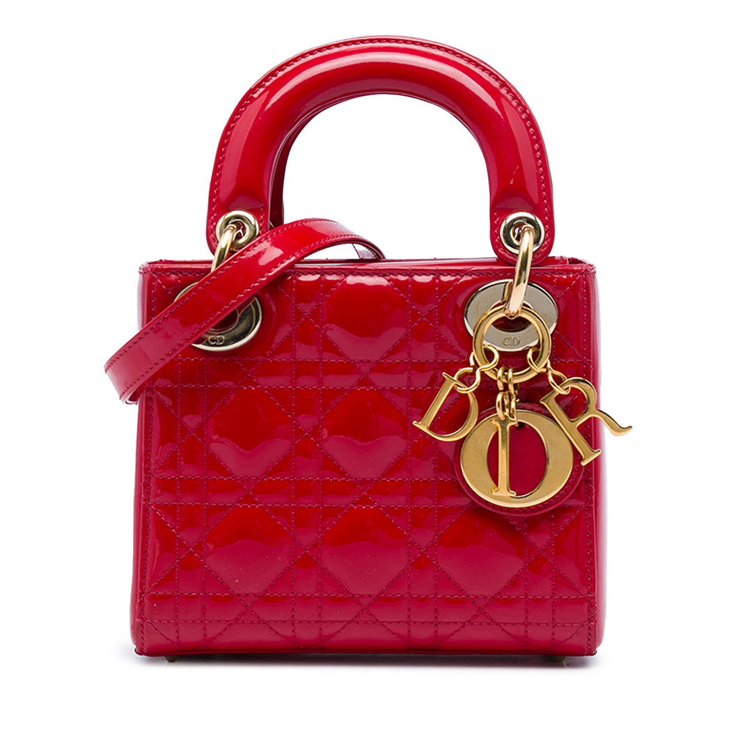 Dior Mini Cuir verni Cannage Lady Dior