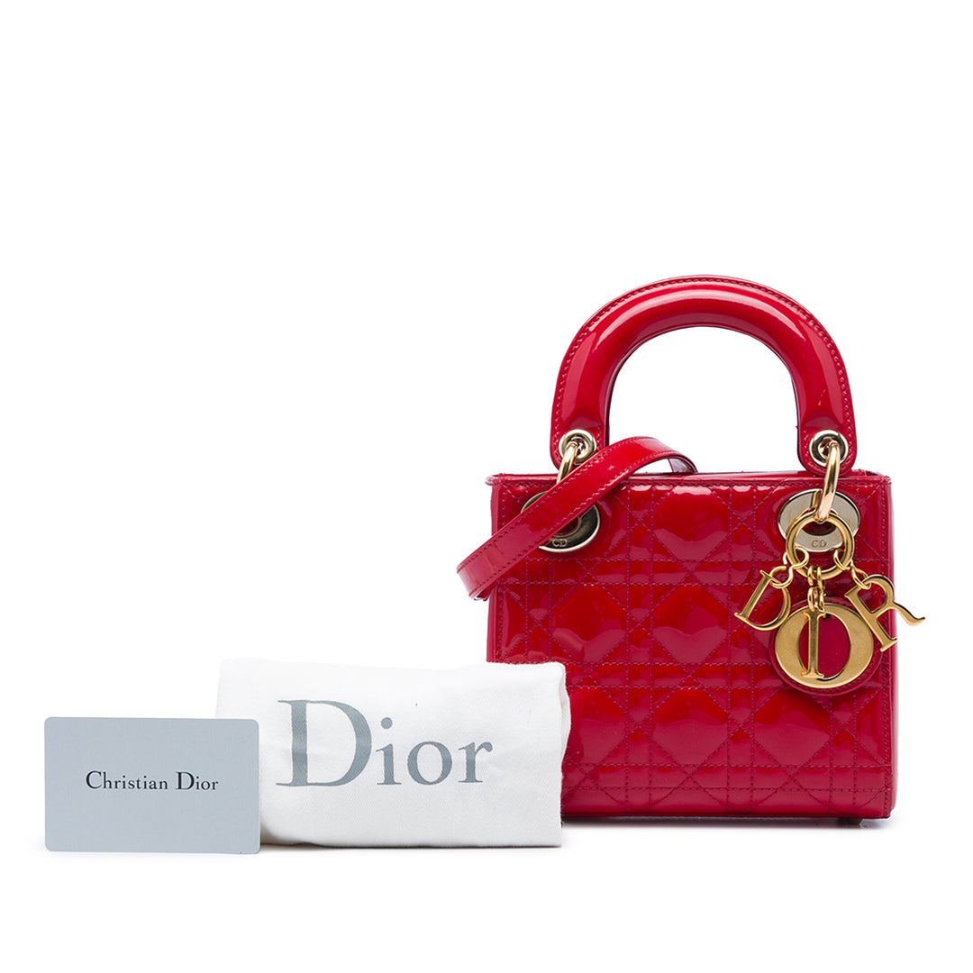 Dior Mini Cuir verni Cannage Lady Dior