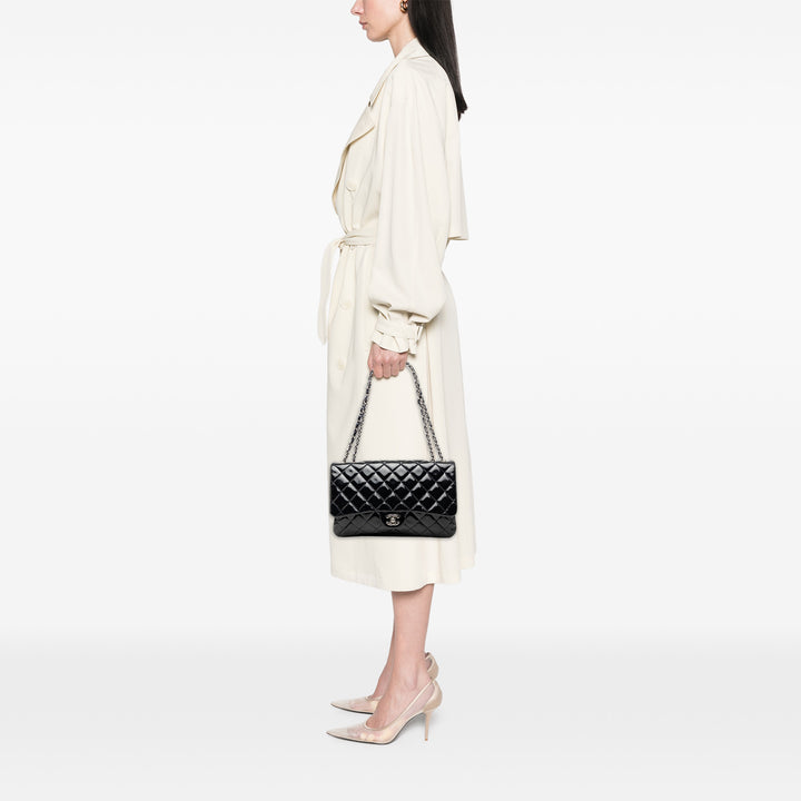 Chanel Jumbo Cuir verni 3 Accordion à rabat