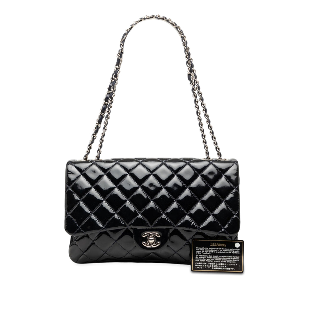 Chanel Jumbo Cuir verni 3 Accordion à rabat