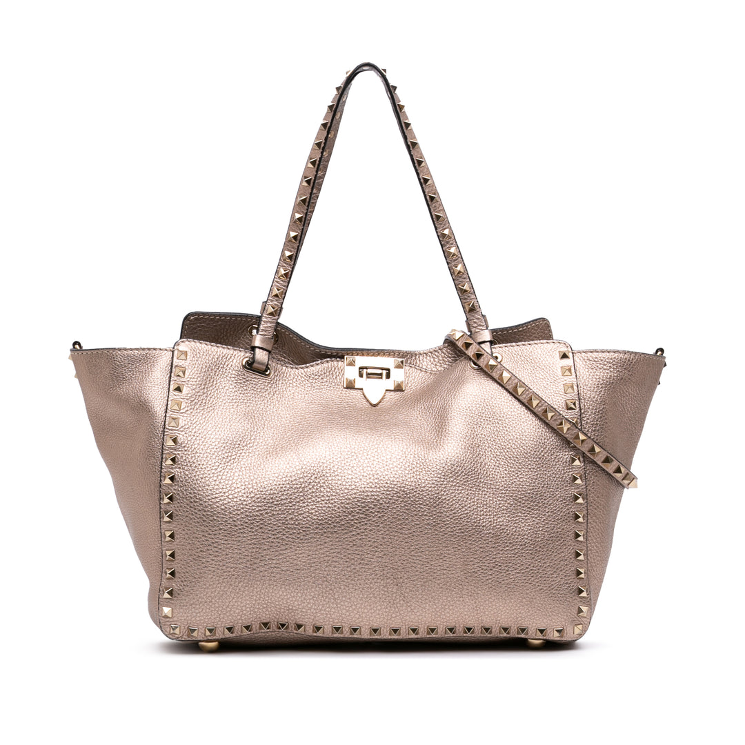 Valentino Medium Metallic Cuir Rockstud Trapeze Sac