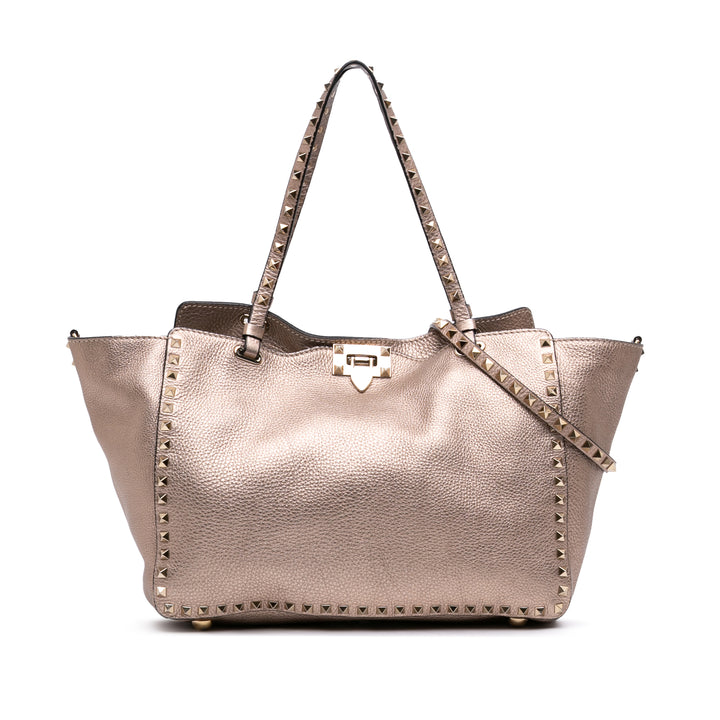 Valentino Medium Metallic Cuir Rockstud Trapeze Sac