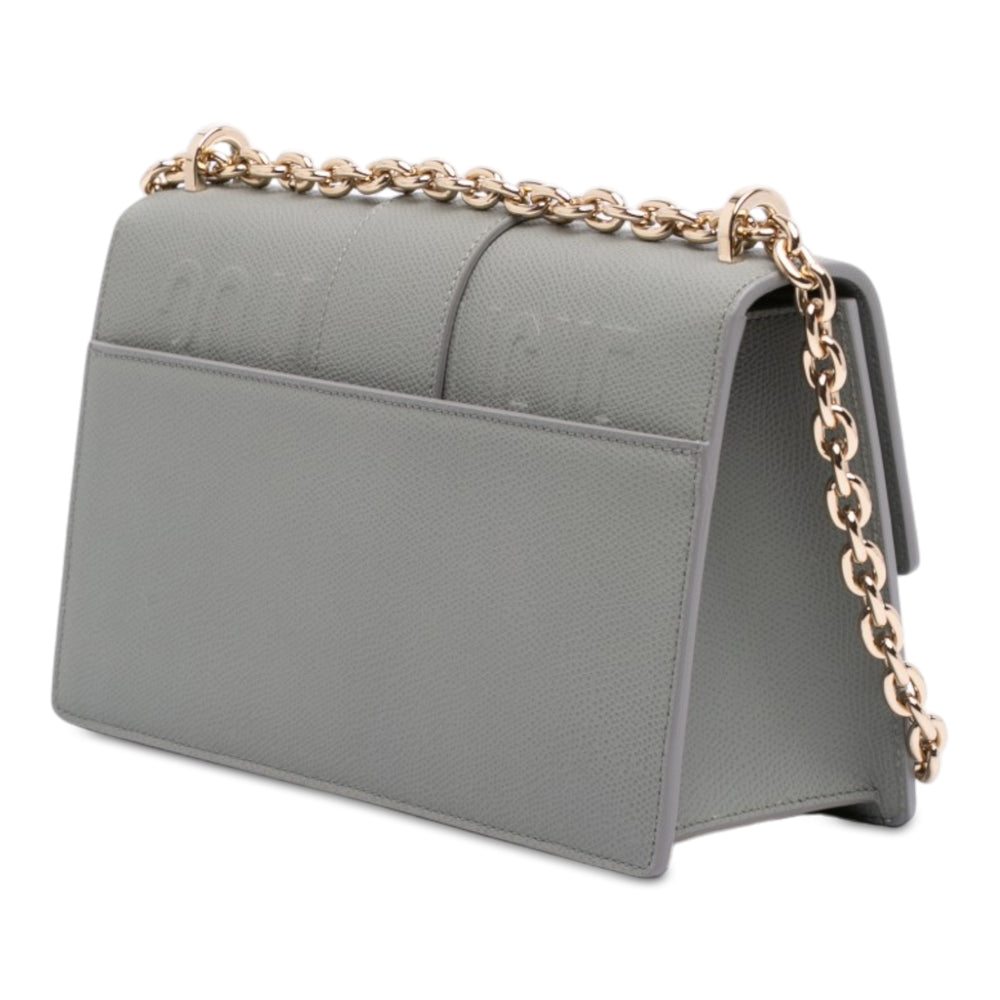Dior grainé 30 Montaigne Chaîne à rabat Cuir de veau grainé Gris – vue 2 – GABY PARIS
