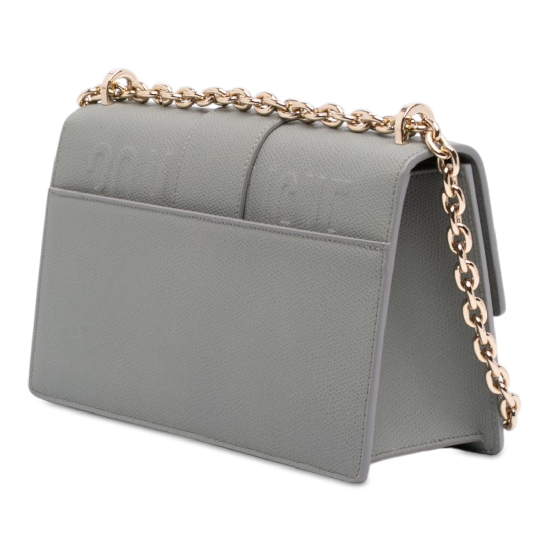 Dior grainé 30 Montaigne Chaîne à rabat Cuir de veau grainé Gris – vue 2 – GABY PARIS