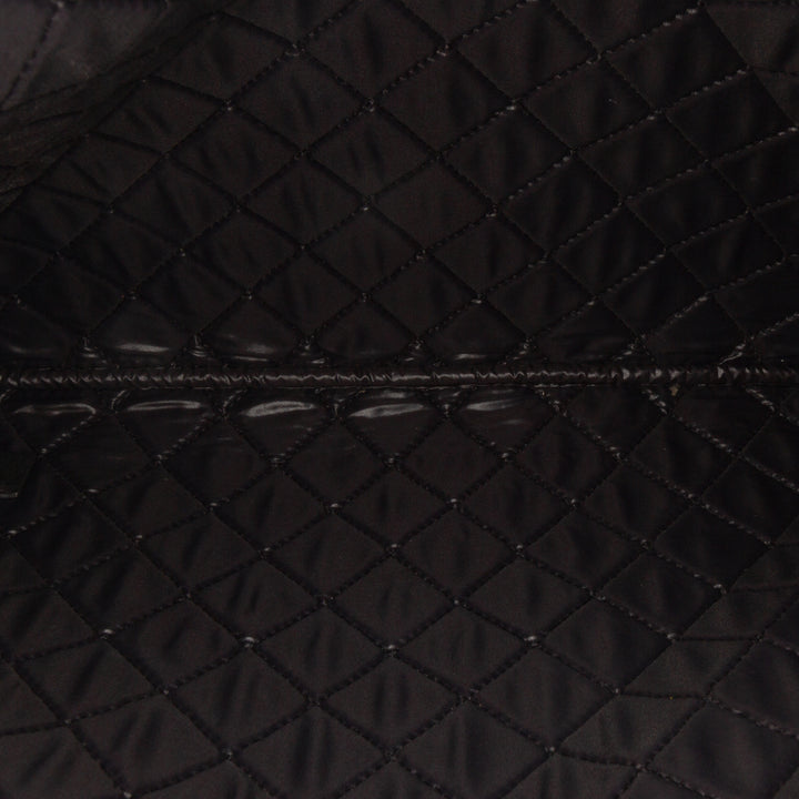 Chanel Large Quilted Cuir d’agneau Double Stitch O Étui Pochette Noir