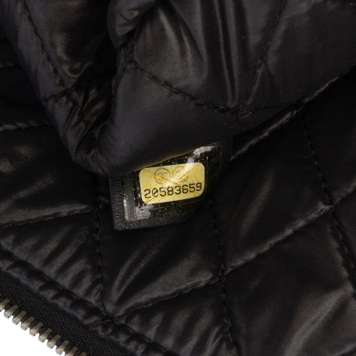Chanel Large Quilted Cuir d’agneau Double Stitch O Étui Pochette Noir