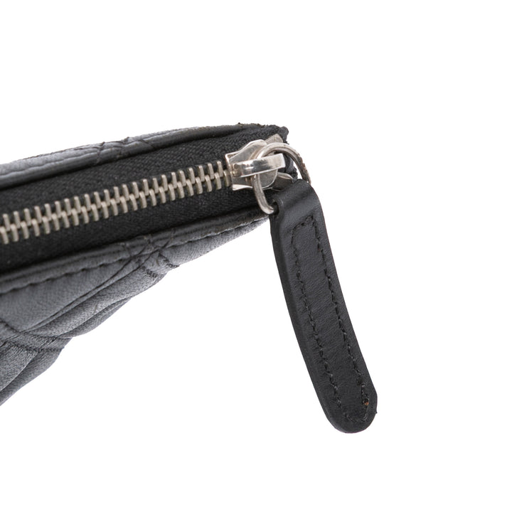 Chanel Large Quilted Cuir d’agneau Double Stitch O Étui Pochette Noir