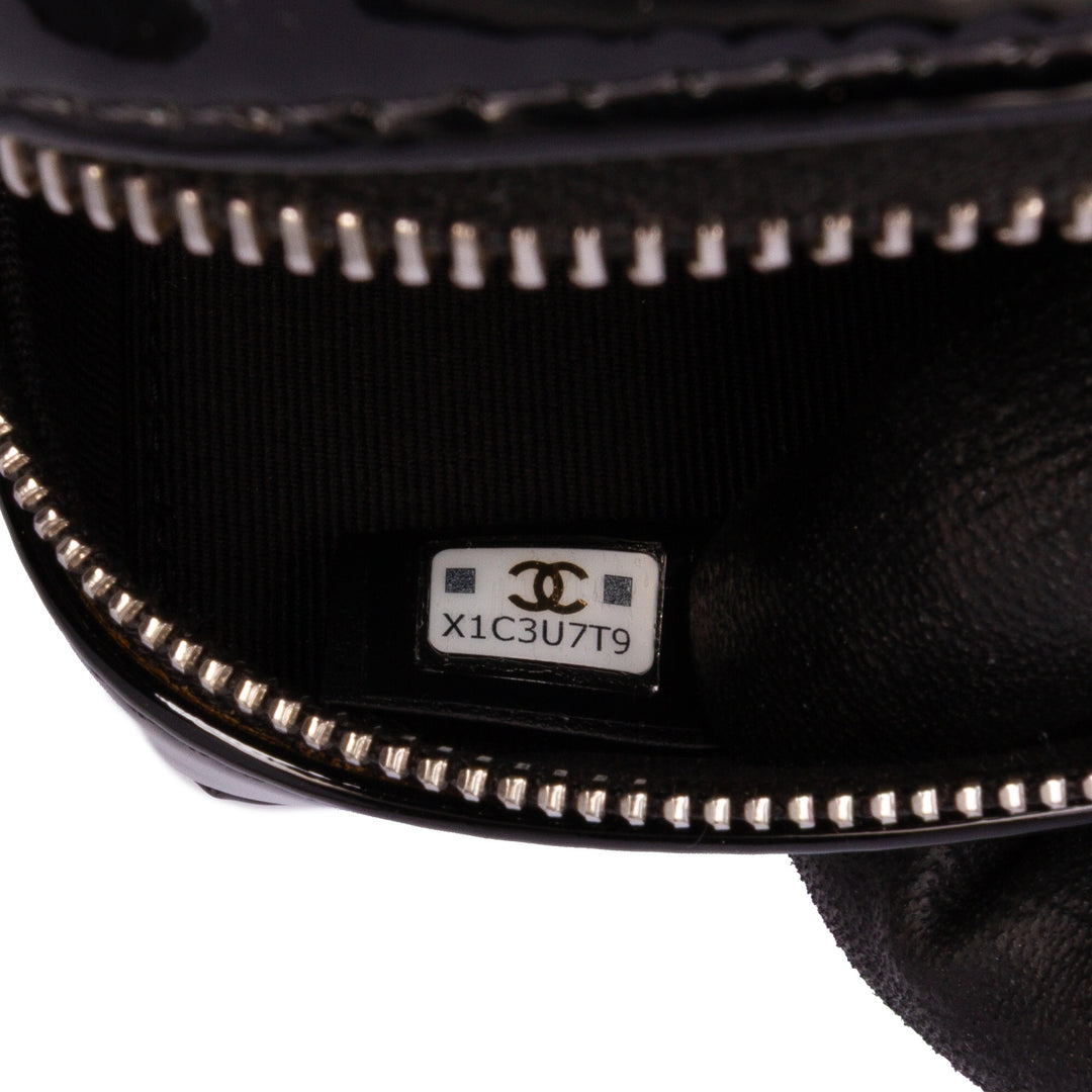 CC Quilted Patent Diamond Resin Clutch With Chain Black - Gaby Paris