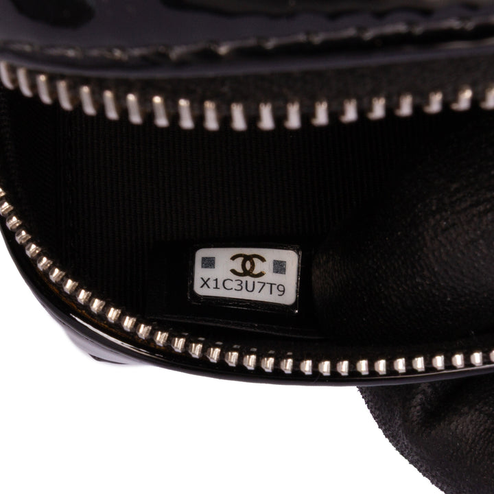 CC Quilted Patent Diamond Resin Clutch With Chain Black - Gaby Paris