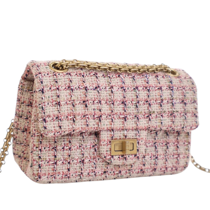 Chanel Mini Reissue 2.55 Tweed Simple rabat 224 Rose