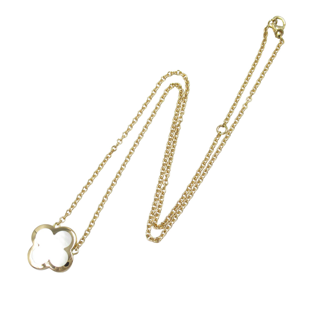 18K Yellow Gold and Mother of Pearl Pure Alhambra Pendant Necklace Gold - Gaby Paris
