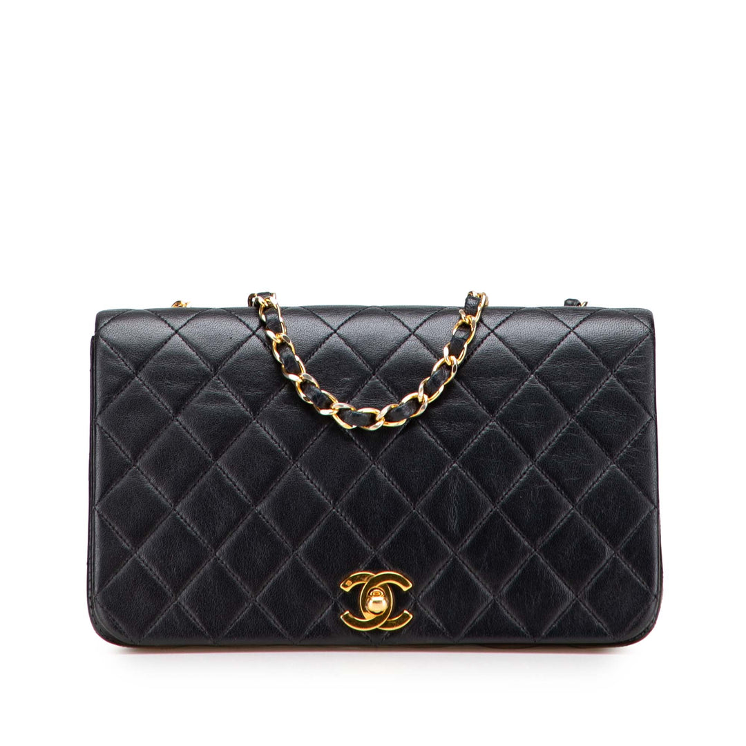 Medium Quilted Lambskin Full Flap Black - Gaby Paris
