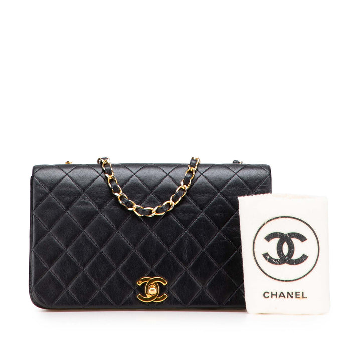 Medium Quilted Lambskin Full Flap Black - Gaby Paris