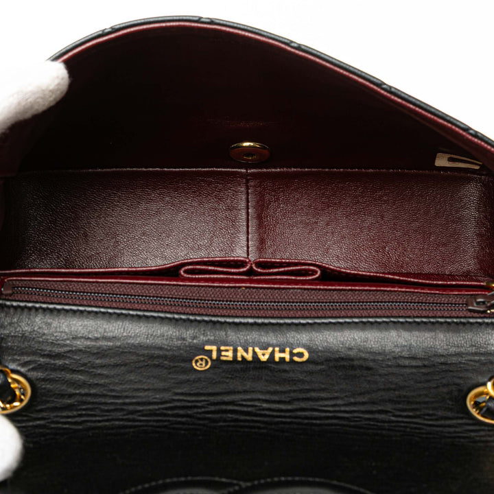 Medium Quilted Lambskin Full Flap Black - Gaby Paris