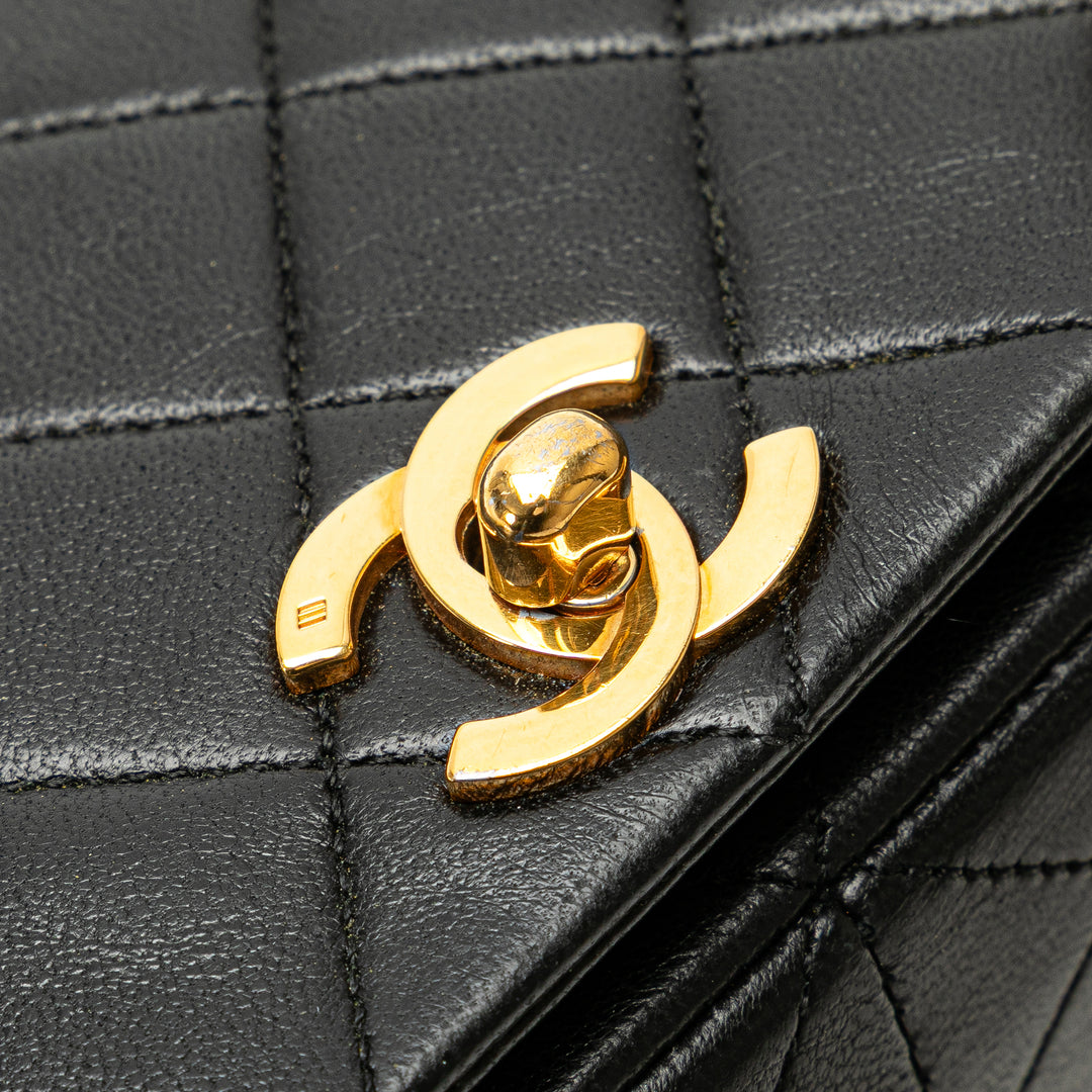 Medium Quilted Lambskin Full Flap Black - Gaby Paris