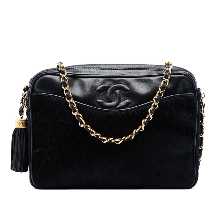 Chanel CC Ponyhair et Cuir Pompon Sac caméra