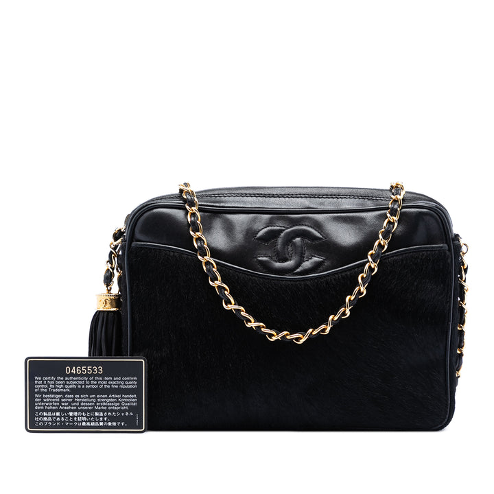 Chanel CC Ponyhair et Cuir Pompon Sac caméra