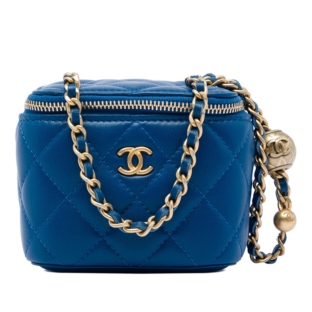 Chanel Mini Matelassé Cuir d’agneau Perle Crush Vanity avec chaîne