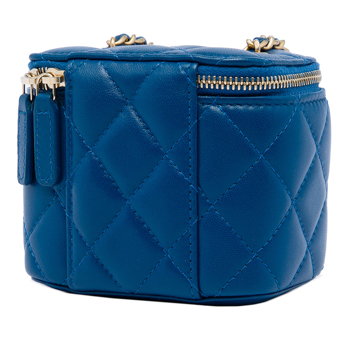 Chanel Mini Matelassé Cuir d’agneau Perle Crush Vanity avec chaîne