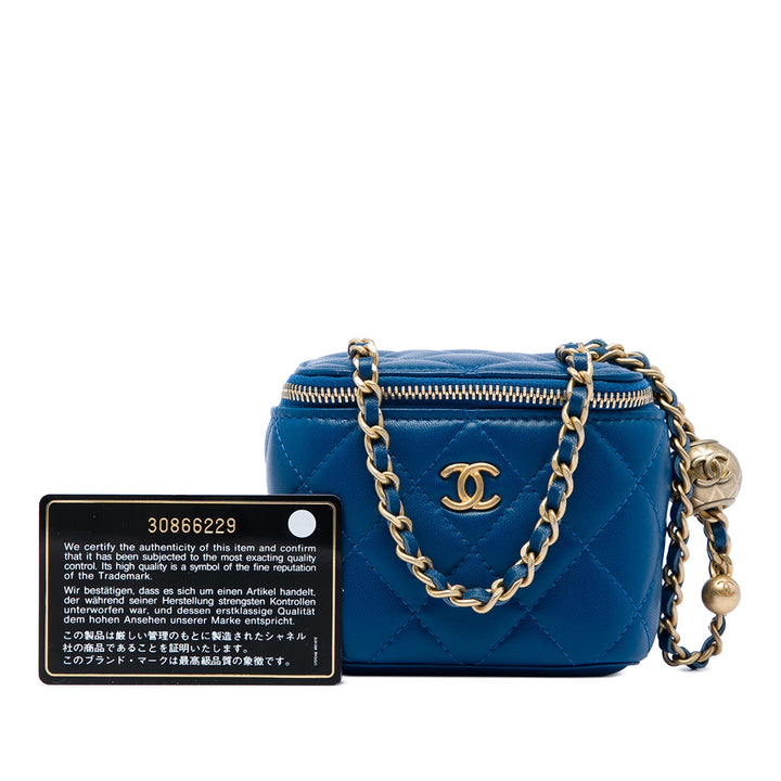 Chanel Mini Matelassé Cuir d’agneau Perle Crush Vanity avec chaîne