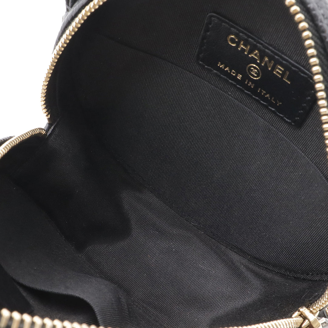 Chanel Caviar CC Filigree Rond Pochette avec chaîne