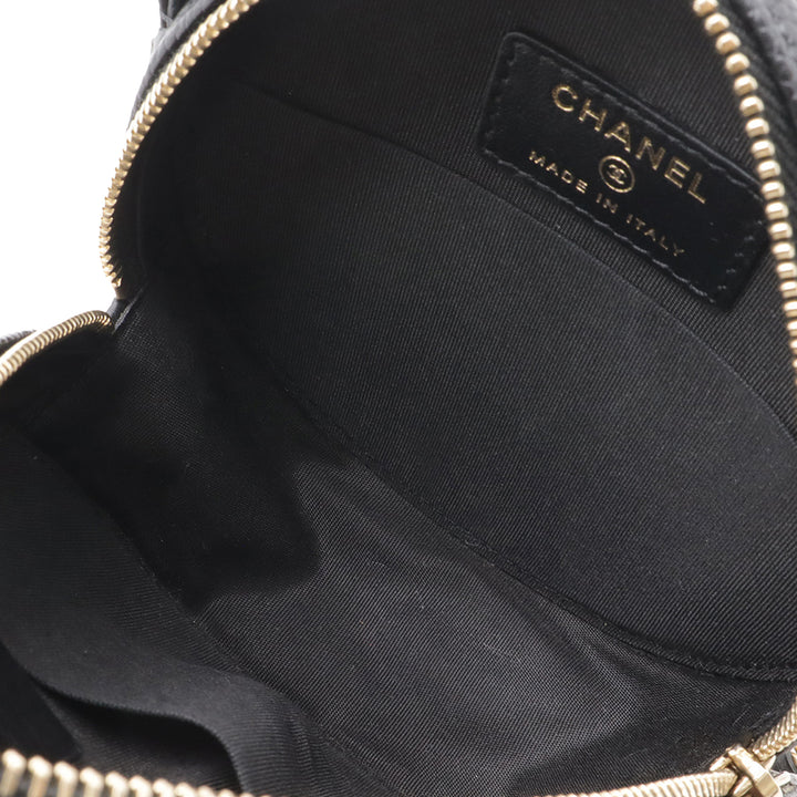 Chanel Caviar CC Filigree Rond Pochette avec chaîne