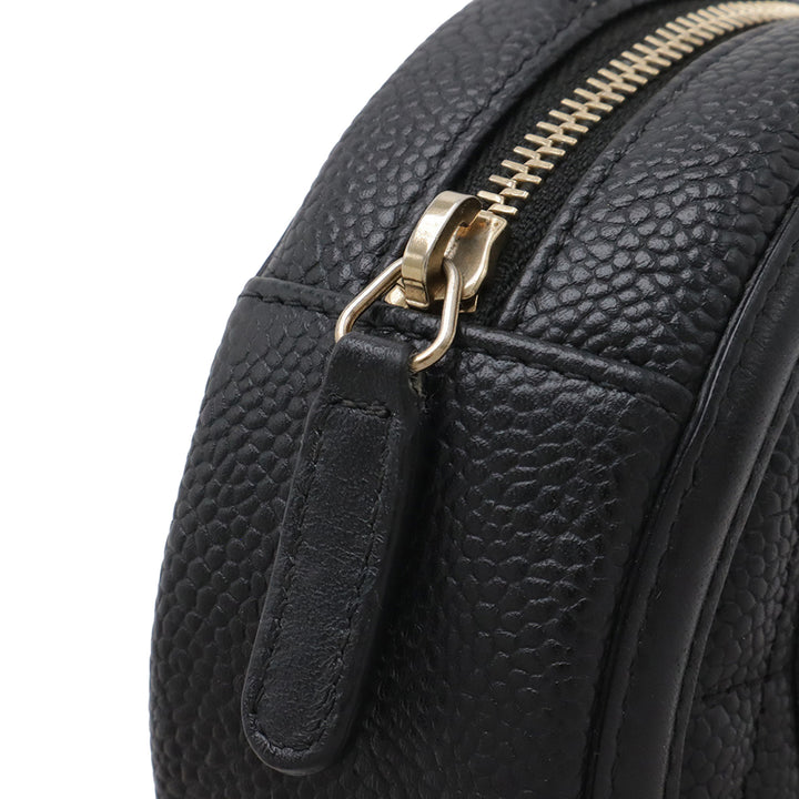 Chanel Caviar CC Filigree Rond Pochette avec chaîne