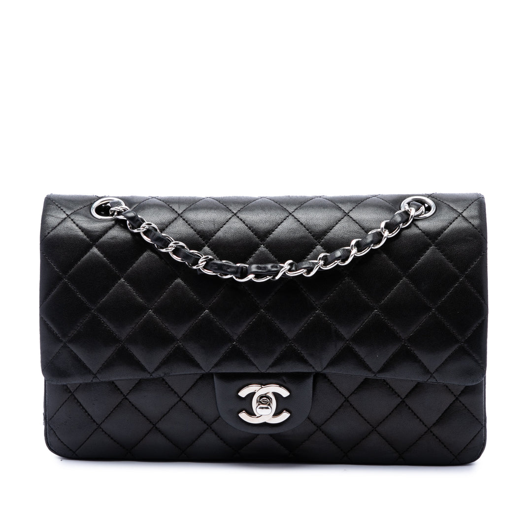 Classic Double rabat Moyen Cuir d'agneau Noir