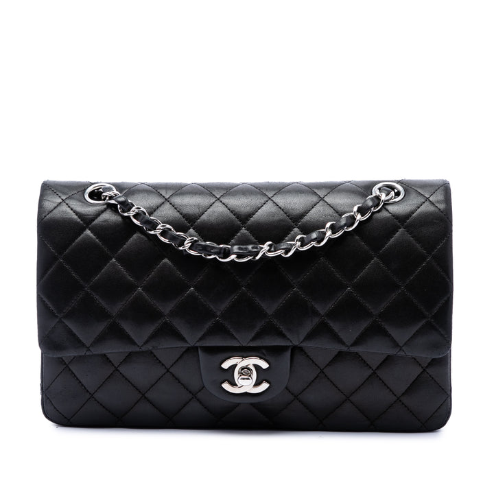 Classic Double rabat Moyen Cuir d'agneau Noir