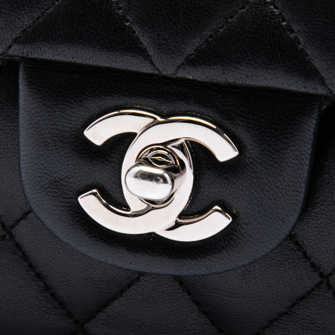 Classic Double rabat Moyen Cuir d'agneau Noir
