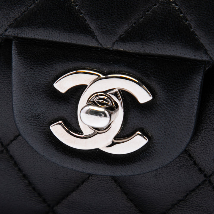 Classic Double rabat Moyen Cuir d'agneau Noir